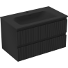 Mexen Rivel bathroom cabinet 80 cm with Vela sink, 2 drawers, grooved, black matt - 91A20-08047-2-BFF71-W23M71