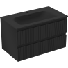 Mexen Rivel bathroom cabinet 80 cm with Vela sink, 2 drawers, grooved, black matte - 91A20-08047-2-BFF71-W23M71