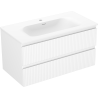 Mexen Rivel bathroom cabinet 90 cm with Vela washbasin, 2 drawers, grooved, white mat - 91A20-09047-2-BFF01-W23M01
