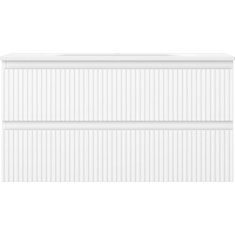 Mexen Rivel bathroom cabinet 90 cm with Vela washbasin, 2 drawers, grooved, white matte - 91A20-09047-2-BFF01-W23M01