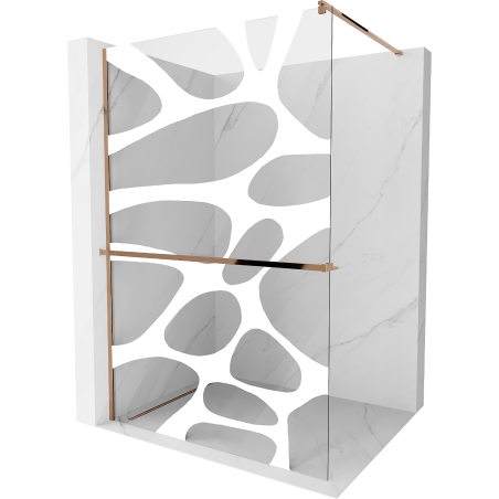 Mexen Kioto+ Walk-in Shower Wall with Shelf 90 x 200 cm, White Wave, Pink Gold - 800-090-121-60-97