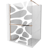 Mexen Kioto+ Walk-in Shower Wall with Shelf 90 x 200 cm, White Wave, Pink Gold - 800-090-121-60-97