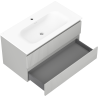 Mexen Rivel 90 cm bathroom cabinet with Vela sink, 2 drawers, fluted, gray matte/white matte - 91A20-09047-2-BFF62-W23M01