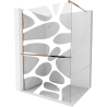 Mexen Kioto+ shower screen with a shelf and rail 110 x 200 cm, Transparent/White pattern 8 mm, Rose gold - 800-110-121-60-97