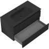 Mexen Rivel bathroom cabinet 90 cm with Vela washbasin, 2 drawers, fluted, matte black - 91A20-09047-2-BFF71-W23M71