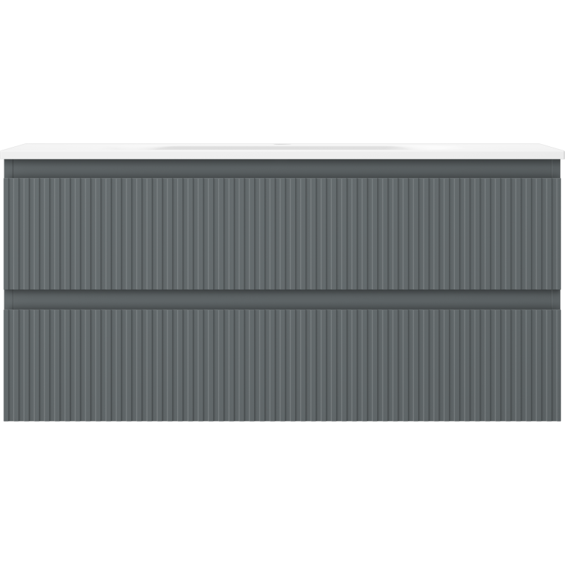 Mexen Rivel bathroom cabinet 100 cm with washbasin Vela, 2 drawers, fluted, graphite matte/white matte -