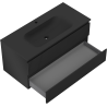 Mexen Rivel 100 cm Bathroom Cabinet with Vela Sink, 2 Drawers, Fluted, Matte Black - 91A20-10047-2-BFF71-W23M71