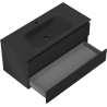 Mexen Rivel bathroom cabinet 100 cm with Vela sink, 2 drawers, fluted, black matt - 91A20-10047-2-BFF71-W23M71
