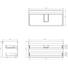 Mexen Rivel 100 cm Bathroom Cabinet with Vela Sink, 2 Drawers, Fluted, Matte Black - 91A20-10047-2-BFF71-W23M71