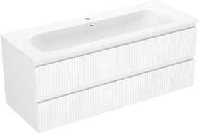 Mexen Rivel bathroom cabinet 120 cm with Vela washbasin, 2 drawers, grooved, white matte - 91A20-12047-2-BFF01-W23M01
