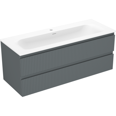 Mexen Rivel bathroom cabinet 120 cm with sink Vela, 2 drawers, fluted, matte graphite/white matte - 91A20-12047-2-BFF66-W23M