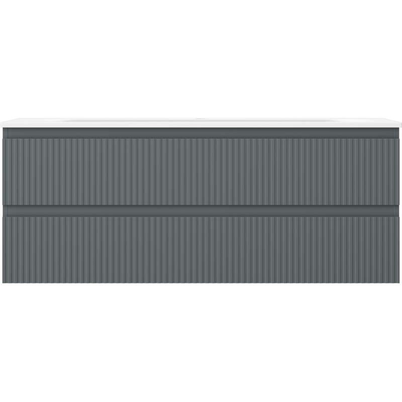 Mexen Rivel bathroom cabinet 120 cm with sink Vela, 2 drawers, fluted, matte graphite/white matte - 91A20-12047-2-BFF66-W23M