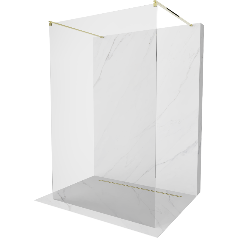 Mexen Kioto free-standing shower screen 130 x 200 cm, Transparent 8 mm, Gold - 800-130-002-50-00