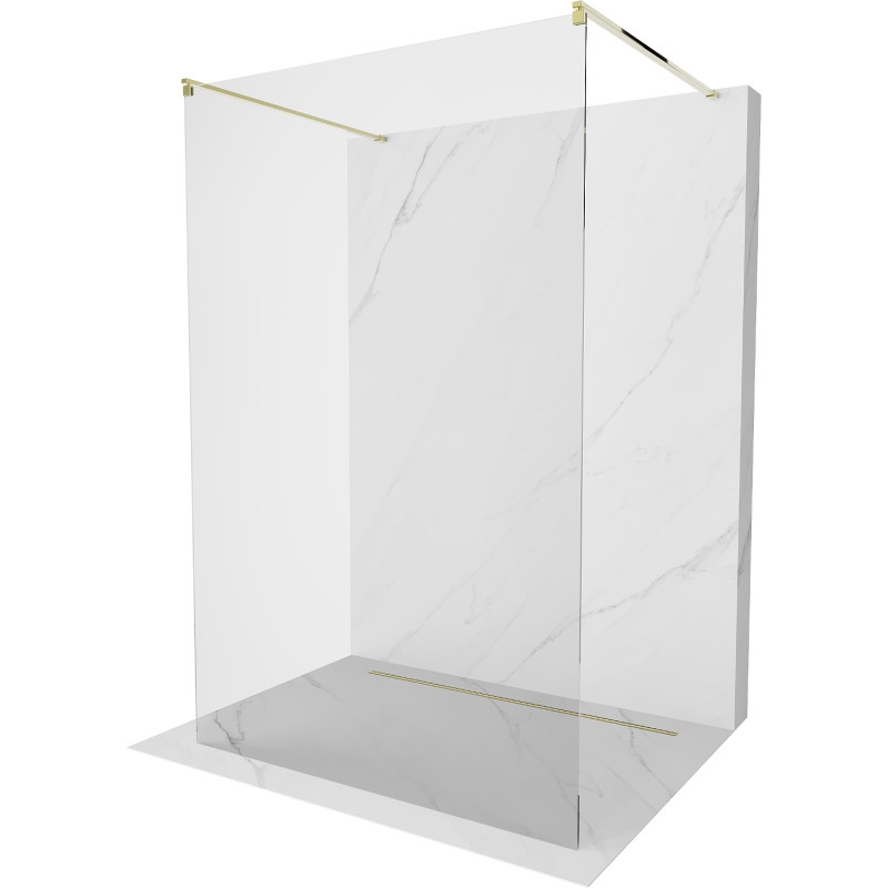 Mexen Kioto free-standing shower wall 140 x 200 cm, transparent 8 mm, gold - 800-140-002-50-00