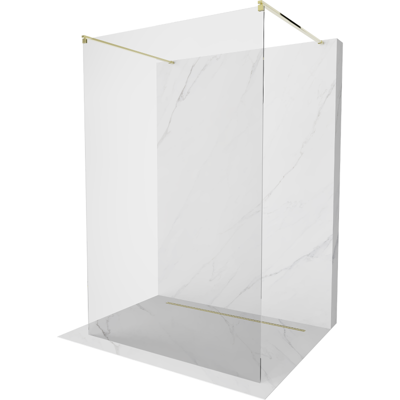 Mexen Kioto freestanding shower wall 140 x 200 cm, transparent 8 mm, gold - 800-140-002-50-00
