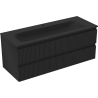 Mexen Rivel bathroom cabinet 120 cm with Vela sink, 2 drawers, grooved, black matte - 91A20-12047-2-BFF71-W23M71