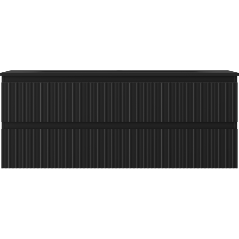 Mexen Rivel 120 cm bathroom cabinet with Vela washbasin, 2 drawers, fluted, black matte - 91A20-12047-2-BFF71-W23M71