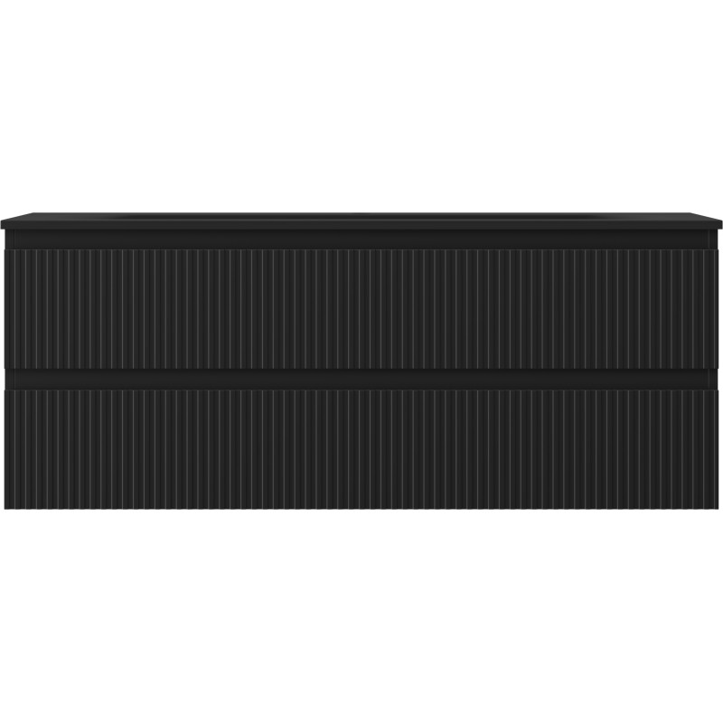 Mexen Rivel bathroom cabinet 120 cm with Vela sink, 2 drawers, grooved, black matte - 91A20-12047-2-BFF71-W23M71