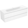 Mexen Rivel bathroom cabinet 140 cm with Vela washbasin, 2 drawers, grooved, white matte - 91A20-14047-2-BFF01-W23M01