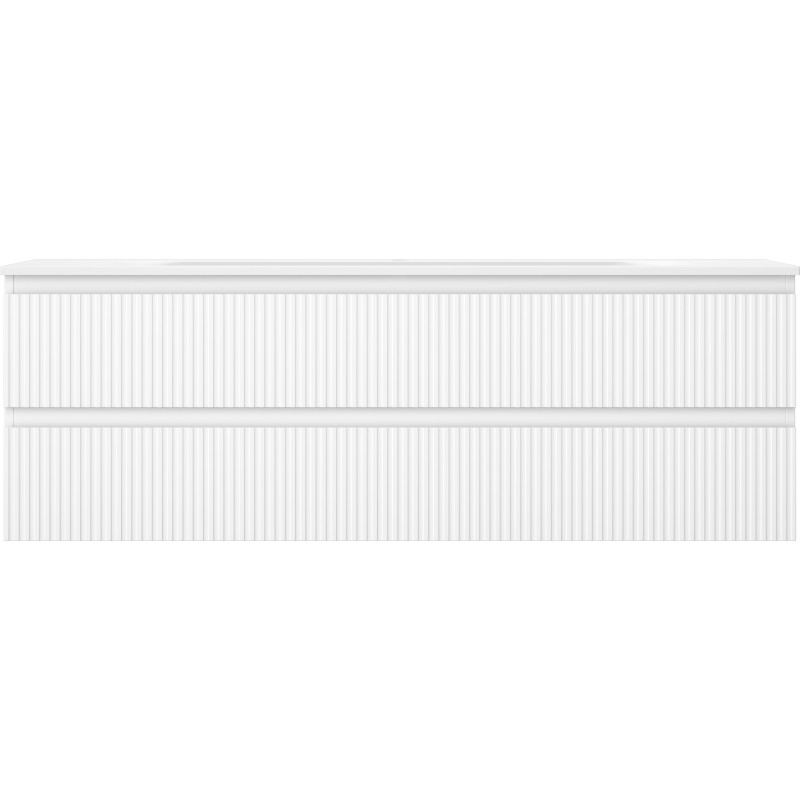 Mexen Rivel bathroom cabinet 140 cm with washbasin Vela, 2 drawers, fluted, white matte - 91A20-14047-2-BFF01-W23M01