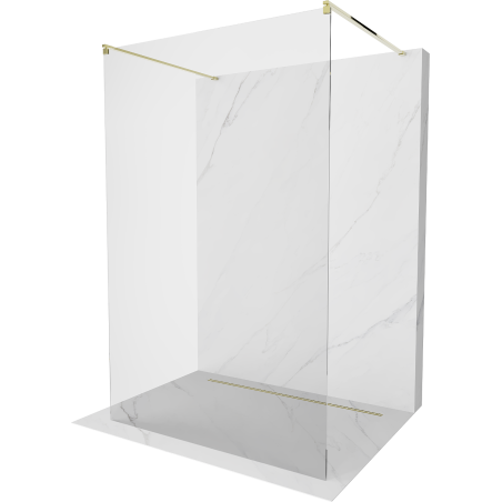Mexen Kioto free-standing shower wall 160 x 200 cm, transparent 8 mm, gold - 800-160-002-50-00