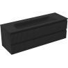 Mexen Rivel bathroom cabinet 140 cm with Vela sink, 2 drawers, grooved, black matte - 91A20-14047-2-BFF71-W23M71
