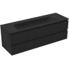 Mexen Rivel bathroom cabinet 140 cm with Vela washbasin, 2 drawers, grooved, black matte - 91A20-14047-2-BFF71-W23M71