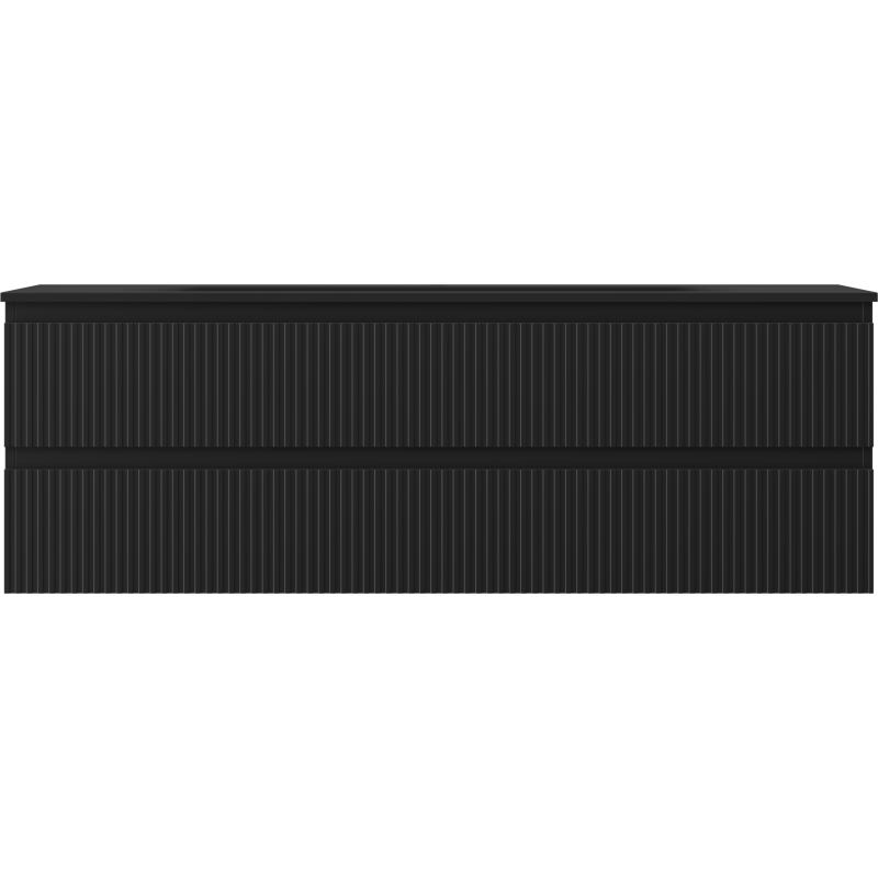 Mexen Rivel bathroom cabinet 140 cm with Vela sink, 2 drawers, grooved, black matte - 91A20-14047-2-BFF71-W23M71
