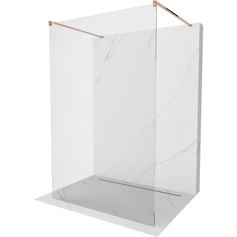 Mexen Kioto freestanding shower wall 140 x 200 cm, transparent 8 mm, rose gold - 800-140-002-60-00