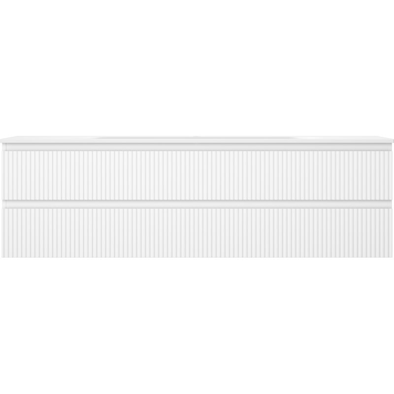 Mexen Rivel bathroom cabinet 160 cm with Vela washbasin, 2 drawers, fluted, white matt - 91A20-16047-2-BFF01-W23M01