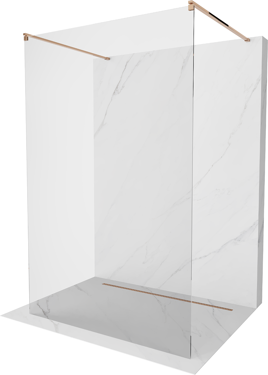 Mexen Kioto free-standing shower screen 150 x 200 cm, Transparent 8 mm, Rose gold - 800-150-002-60-00