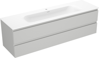 Mexen Rivel bathroom cabinet 160 cm with sink Vela, 2 drawers, ribbed, gray matte/white matte - 91A20-16047-2-BFF62-W23M0