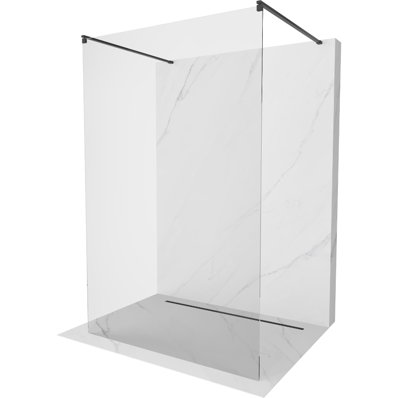 Mexen Kioto free-standing shower screen 100 x 200 cm, Transparent 8 mm, Black - 800-100-002-70-00