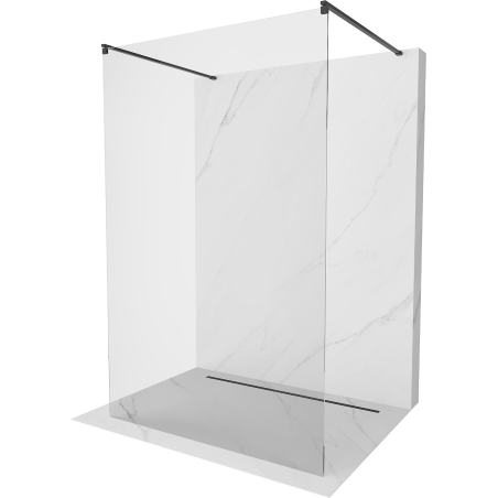 Mexen Kioto free-standing shower wall 100 x 200 cm, transparent 8 mm, black - 800-100-002-70-00