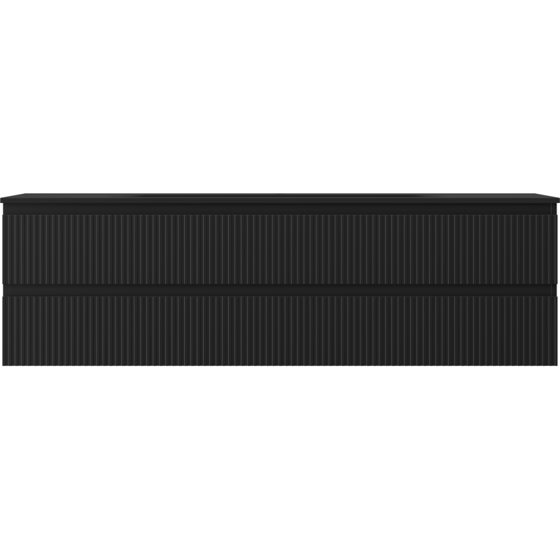 Mexen Rivel bathroom cabinet 160 cm with Vela sink, 2 drawers, grooved, black matte - 91A20-16047-2-BFF71-W23M71