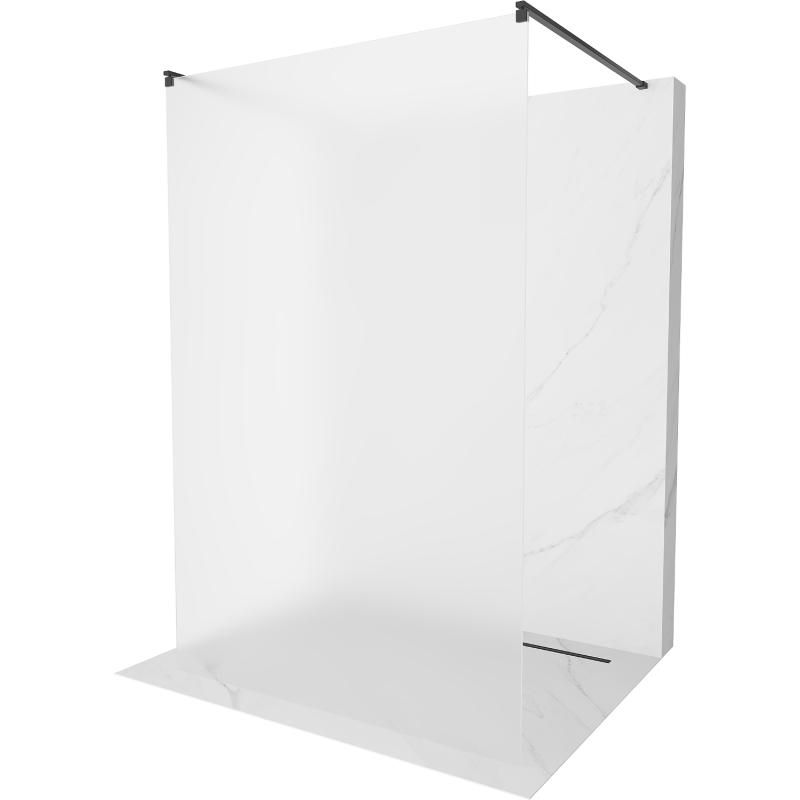 Mexen Kioto freestanding shower wall 110 x 200 cm, frost 8 mm, black - 800-110-002-70-30