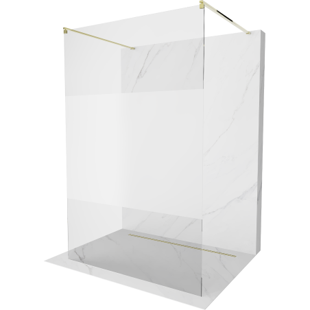 Mexen Kioto freestanding shower wall 100 x 200 cm, transparent/frosted 8 mm, gold - 800-100-002-50-35