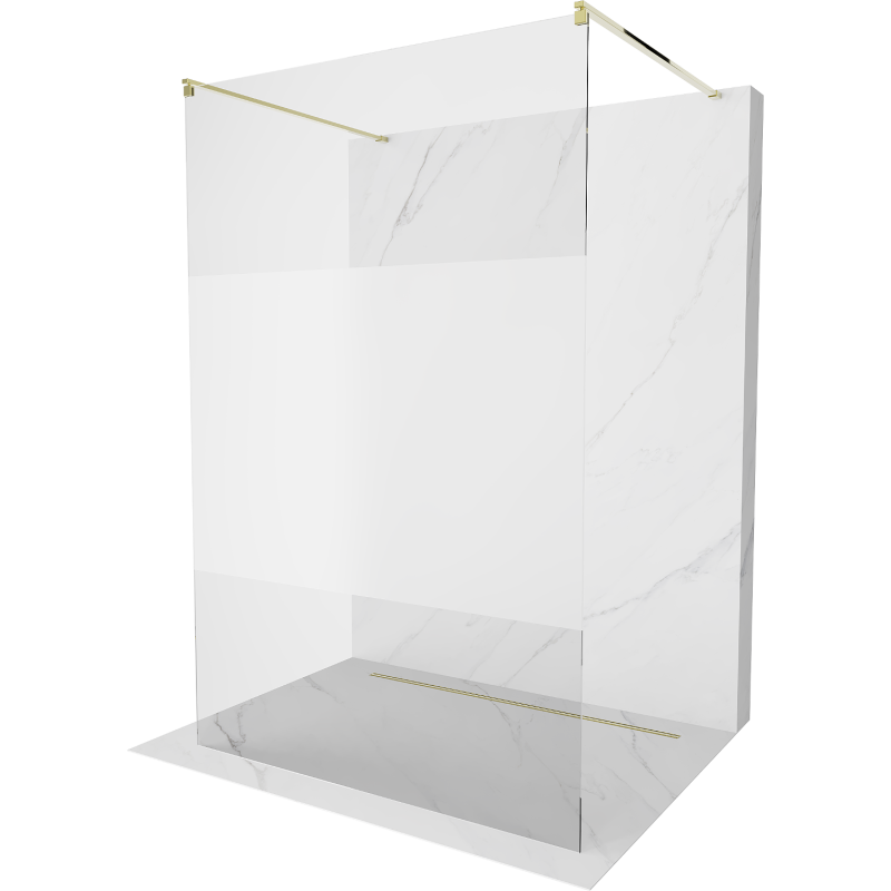 Mexen Kioto freestanding shower wall 120 x 200 cm, transparent/frosted 8 mm, gold - 800-120-002-50-35