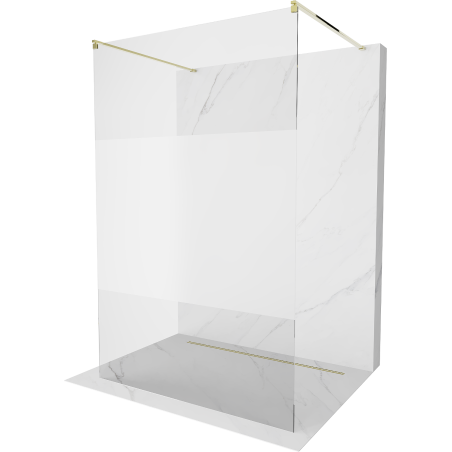 Mexen Kioto freestanding shower wall 120 x 200 cm, transparent/frosted 8 mm, gold - 800-120-002-50-35