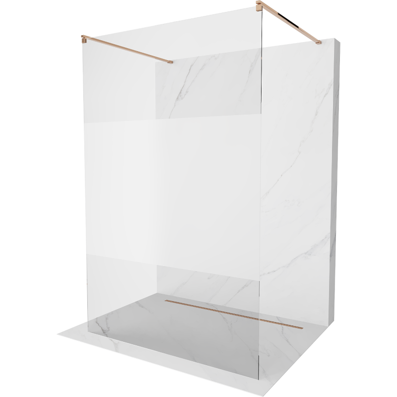Mexen Kioto freestanding shower screen 100 x 200 cm, transparent/frosted 8 mm, rose gold - 800-100-002-60-35