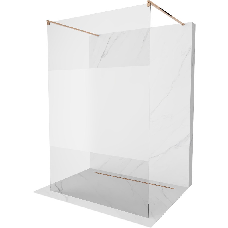 Mexen Kioto Freestanding Shower Wall 120 x 200 cm, Clear/Frosted 8 mm, Rose Gold - 800-120-002-60-35