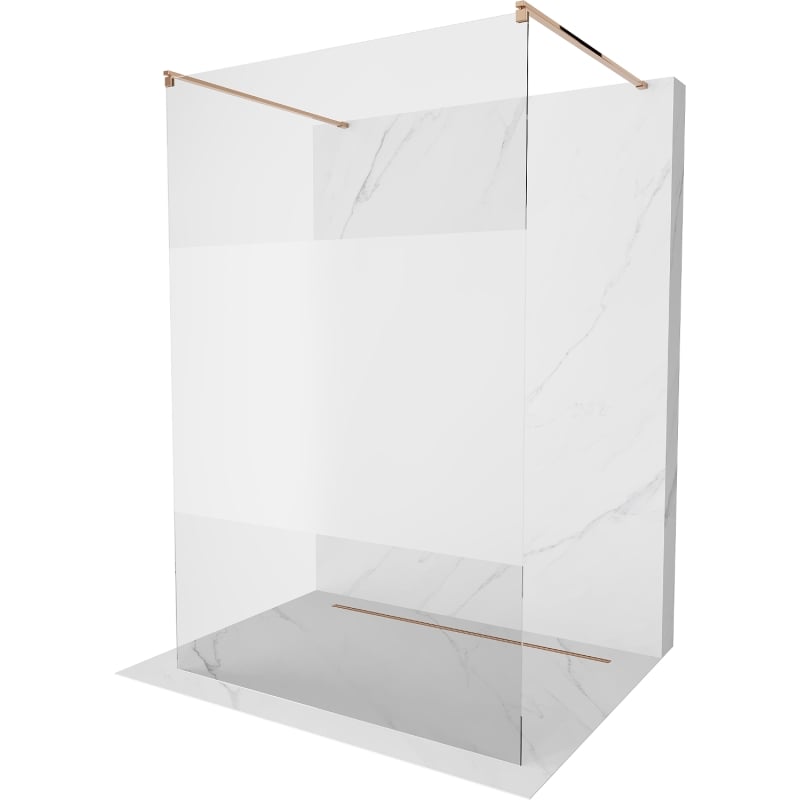 Mexen Kioto freestanding shower wall 120 x 200 cm, transparent/frosted 8 mm, rose gold - 800-120-002-60-35