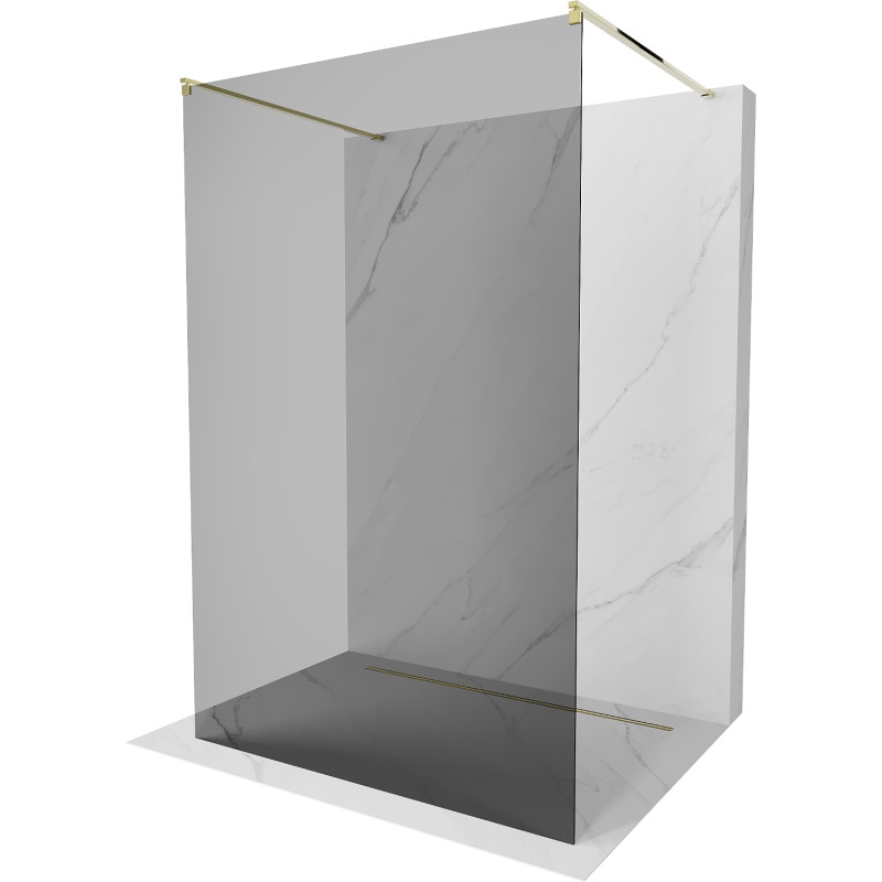 Mexen Kioto freestanding shower wall 100 x 200 cm, graphite 8 mm, gold - 800-100-002-50-40