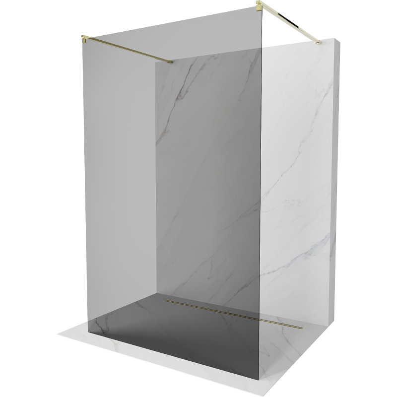 Mexen Kioto freestanding shower wall 110 x 200 cm, graphite 8 mm, gold - 800-110-002-50-40