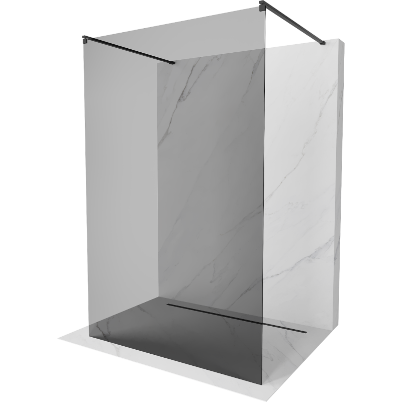 Mexen Kioto freestanding shower wall 110 x 200 cm, 8 mm graphite, black - 800-110-002-70-40
