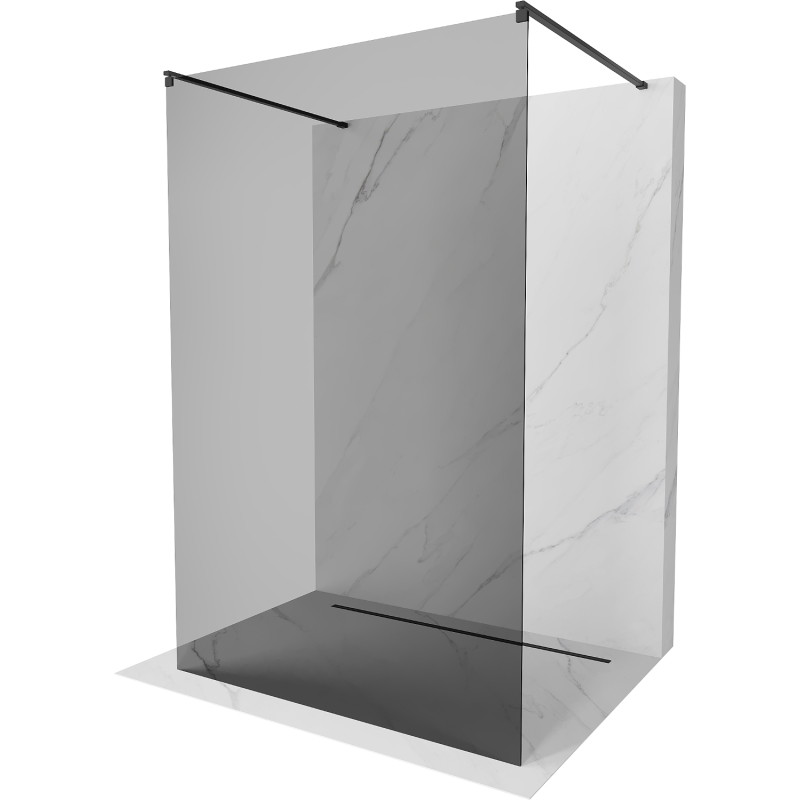 Mexen Kioto freestanding shower wall 110 x 200 cm, graphite 8 mm, black - 800-110-002-70-40
