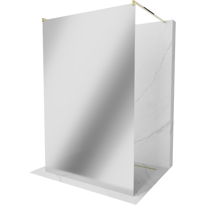Mexen Kioto free-standing shower screen 100 x 200 cm, Mirror, Gold - 800-100-002-50-50