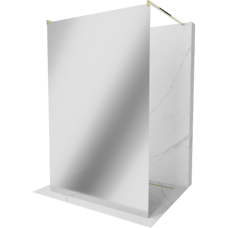 Mexen Kioto freestanding shower wall 100 x 200 cm, mirror 8 mm, gold - 800-100-002-50-50