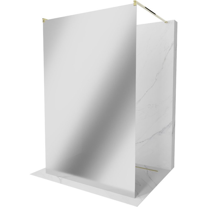 Mexen Kioto Free-standing shower wall 120 x 200 cm, mirror 8 mm, gold - 800-120-002-50-50