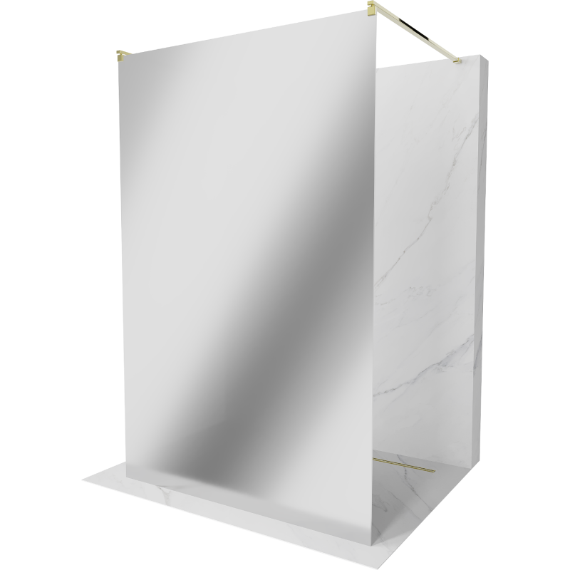 Mexen Kioto freestanding shower wall 120 x 200 cm, mirror 8 mm, gold - 800-120-002-50-50